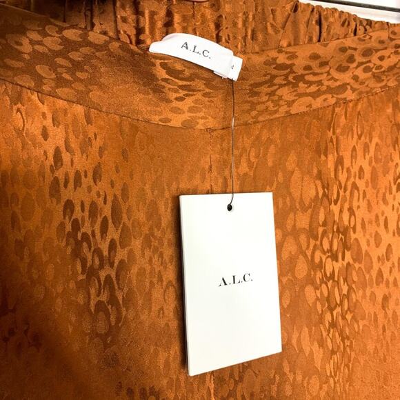 A.L.C. Jameson High Waist Bronze Silk Culottes NWT SIZE US 4 - Picture 6 of 8